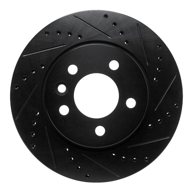 Volkswagen AMAROK Brake Rotor (1) - Front Right - R1 Concepts - Drilled & Slotted - Black - `10-`17